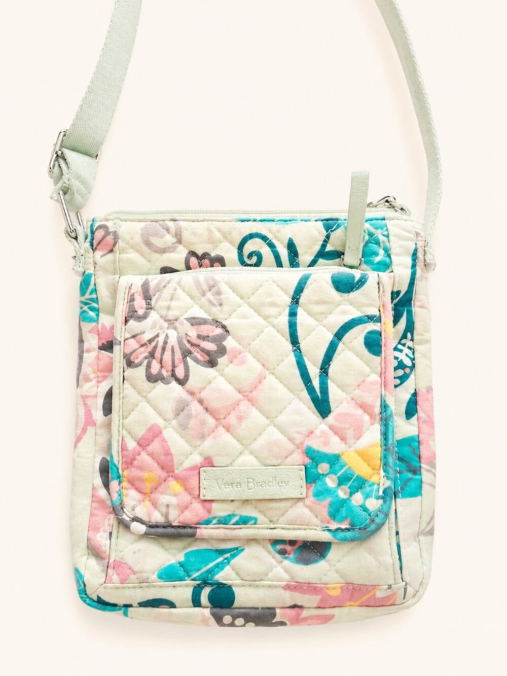 Vera Bradley Mint Floral Quilted Crossbody Bag | Travel Organizer Lightweight